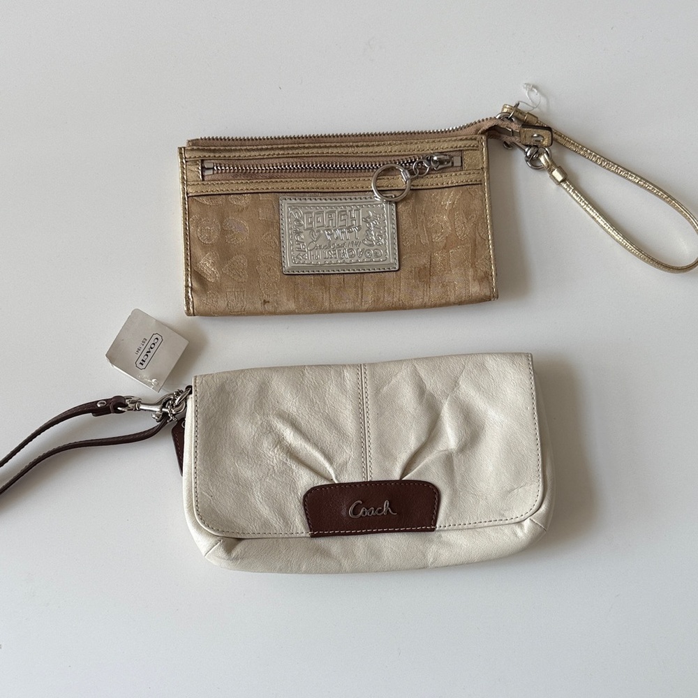 Coach Gold and Cream Wristlet Duo